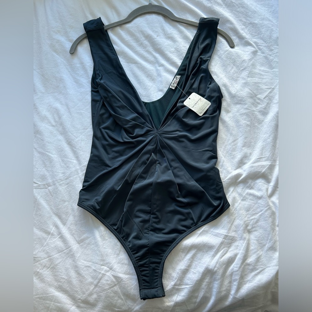 NWOT free people low cut bodysuit forest green pine